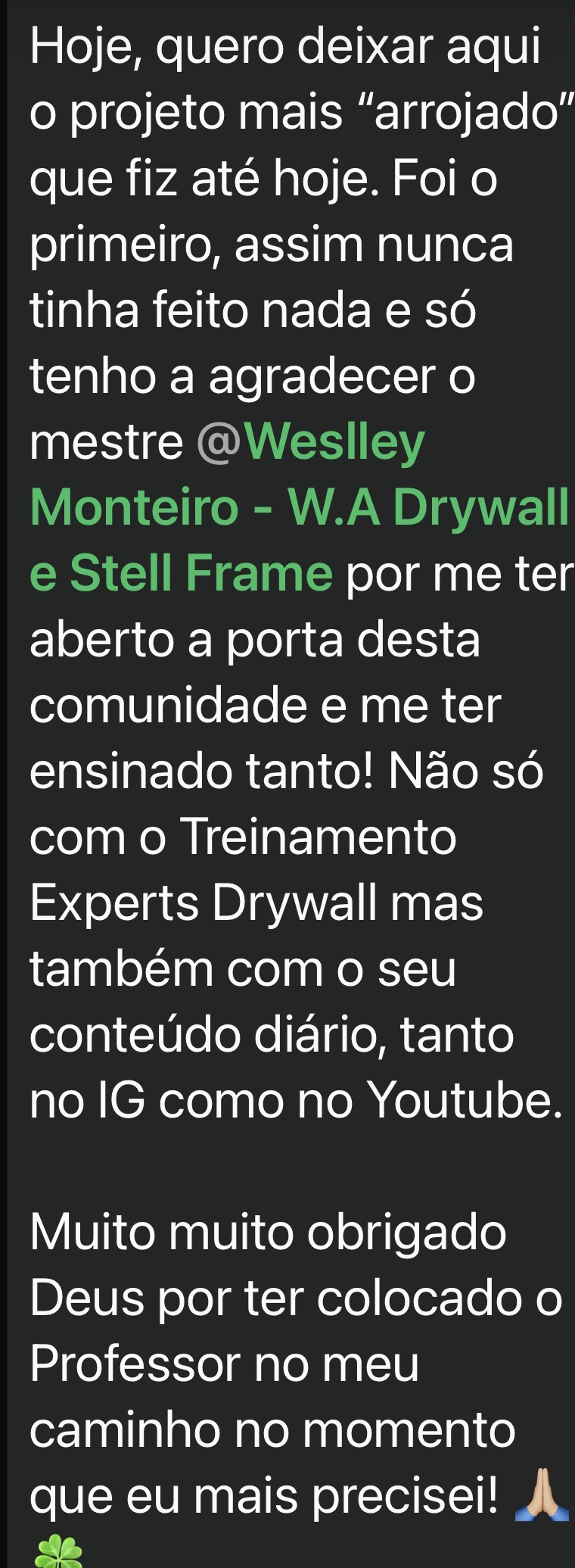 Depoimento aluno 1